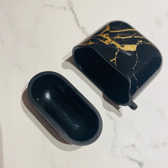 NEW Black Gold Streak Marble Case for Airpods - Picture 3 of 7